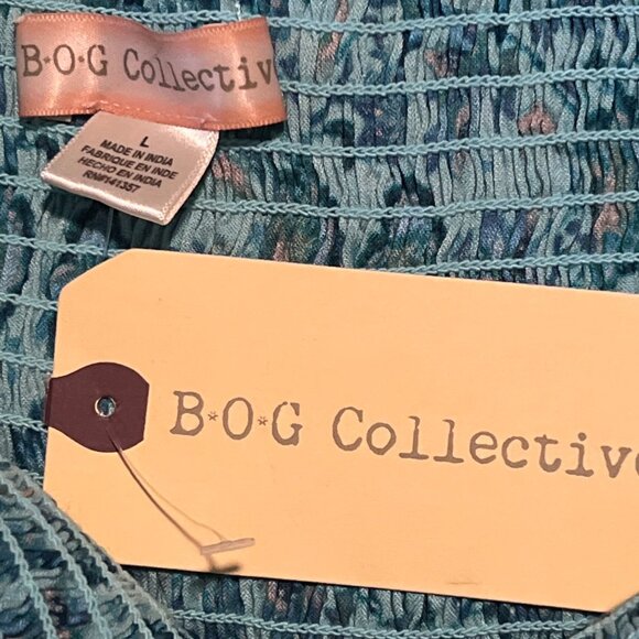 NWT B.O.G. Collective Boho Bohemian Jumpsuit Romper Blue Paisley Print Large - Picture 3 of 6